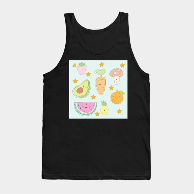 Cute Vegetable & Fruit Pattern Tank Top by TANSHAMAYA